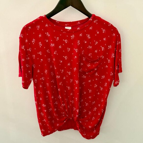 🆕 Nordstrom Kids' "Red Lychee Desert Ditsy" Knot Front T-Shirt - Picture 2 of 6